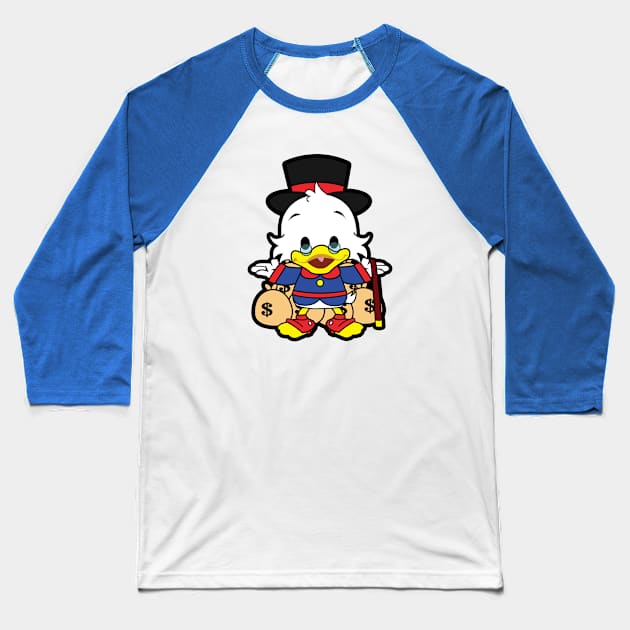 Scrooge McDuck Chibi Baseball T-Shirt by mighty corps studio